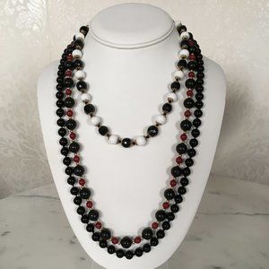 Vintage Black Bead Necklaces - Set of 3 - MINT